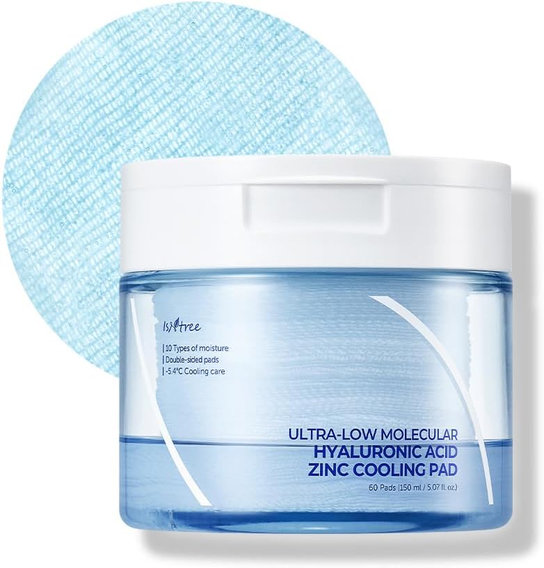 ISNTREE Ultra-Low Molecular Hyaluronic Acid Zinc Cooling Toner Pad 60 Pads