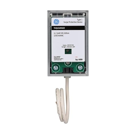ABB THQLSURGE2 Whole Home Surge Protection Device Type 1 SPD | 25kA Per Phase 2-Space Plug-On Pigtail LED Indicator ABB & GE Load Center Compatible UL Listed & NEC Compliant