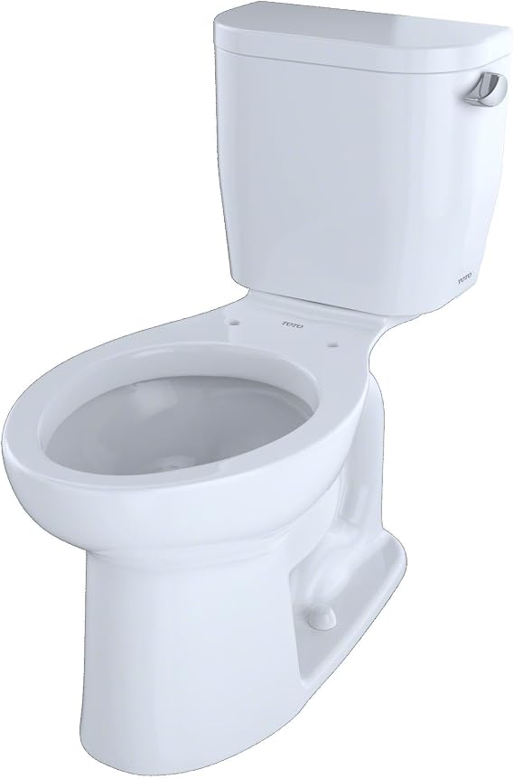 TOTO EntradaTM Two-Piece Elongated 1.28 GPF Universal Height Toilet with Right-Hand Trip Lever, Cotton White - CST244EFR#01