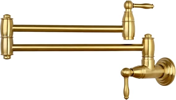 Akicon Pot Filler Kitchen Faucet Wall-Mounted (Brushed Gold)