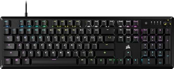Corsair K70 CORE RGB Mechanical Wired Gaming Keyboard Pre-Lubed MLX Red Linear Switches, SOCD, ABS Double-Shot Keycaps, Sound Dampening, Media Control Dial, 1000Hz Polling, QWERTY NA Black