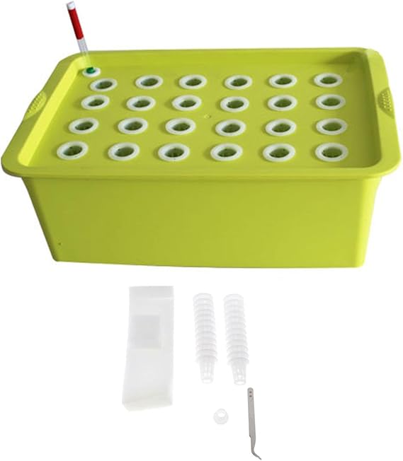 Generic Indoor Hydroponic Grow 24 Holes Garden Pots Hydroponic System Growing Set Plant Site Hydroponic Set for Parterre Balcony, Green