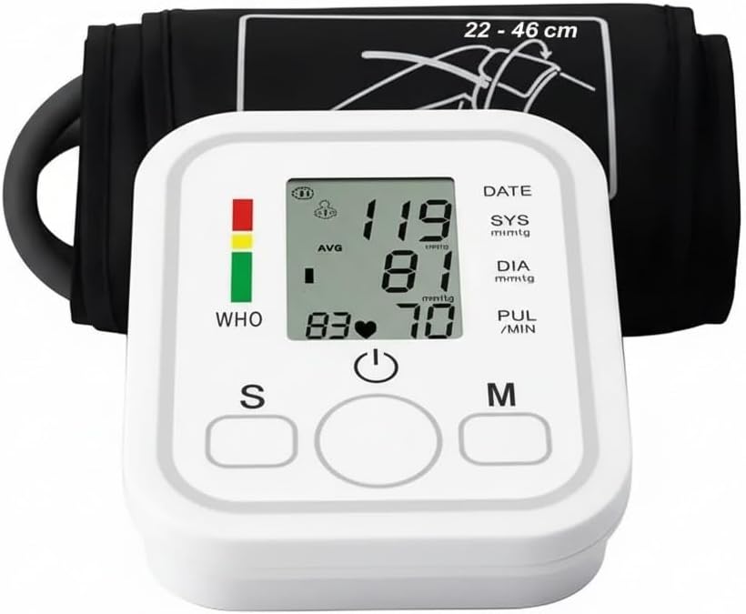IndoTeam Blood Pressure Monitors Large Cuff Size 22cm to 36cm - Blood Pressure Machine with Cuff for Upper Arm - Heart Rate Hypertension Monitor for Home Use - Blood-Pressure Monitor with LCD Display