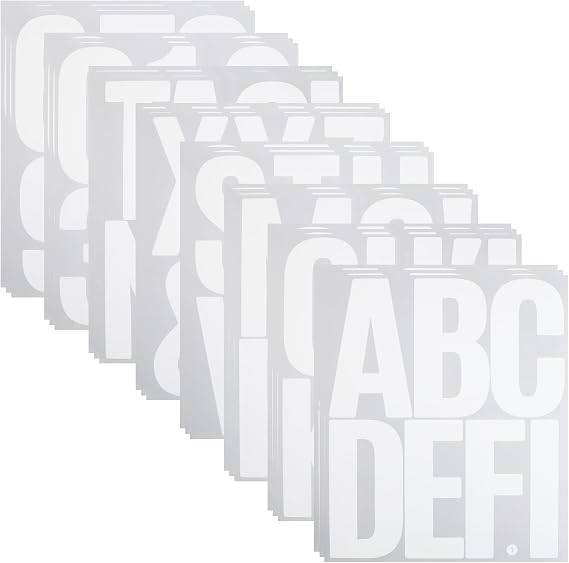 4 Inch Vinyl Large Letter Number Sticker, 183 Pieces, White