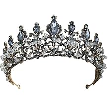 Vintage Headband Rhinestone Crystal Crown Bridal Tiara for Women and Girls Retro Gold 1