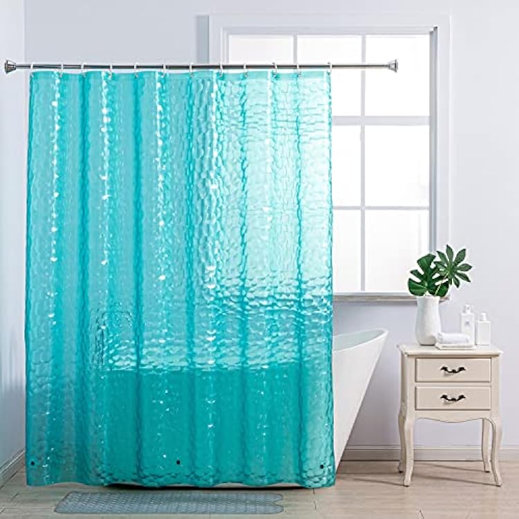 Shower Curtain Liner Teal- Bathroom Shower Curtains Plastic With Magnets Weighted Waterproof Heavy Duty Shower Liner EVA 10 Gauge 72  72 12 Shower Curtain Hooks Included PVC Free Teal Shower Liners