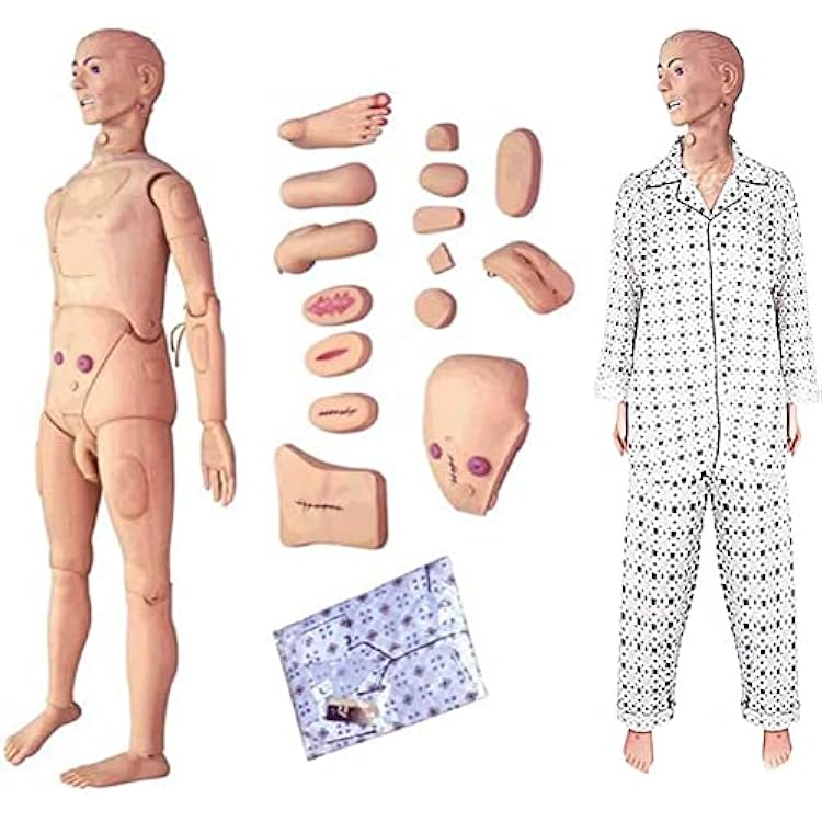 Model Nursing Skills Training Manikin, Life Size Full Body Male Care Patient Human Model Multifunction Demonstration Mannequin for School Students Education Teaching Medical Training Skills