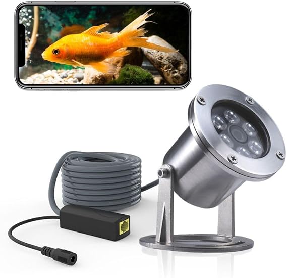Barlus Underwater Cameras 304 Stainless Steel IP68 5MP 25921944 POE IP Camera 32Ft Cable Koi Pond Camera