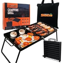 Adventure Seeka 24" Heavy Duty Folding Campfire Grill, Food-Safe Cooking Surface, Compact Folding Design, Portable Grill Grate & Griddle for Campfire Cooking, Australian Designed & Owned