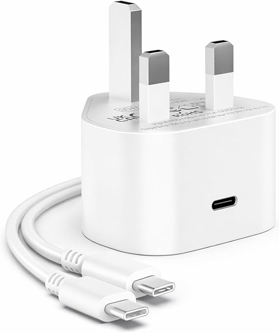 30W USB-C Fast Charger Plug with 1M USB-C to USB-C Cable, PD Power Adapter