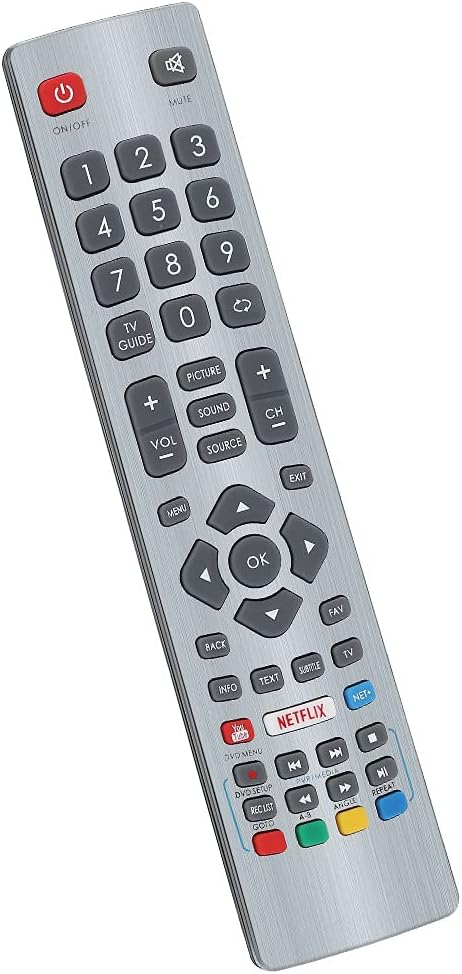 UNOCAR Replacement for Sharp Smart Remote Control and Sharp Aquos Smart TV, Sharp 4K UHD Television with Freeview Play, Sharp Ultra HD HDR TV, Sharp 3D LCD LED TVs with Netflix Youtube NET Buttons