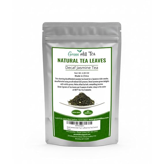 Greenhilltea Decaf Jasmine Green Tea, Perfect beverage who wish for Caffeine-Free Tea (2 ounce)