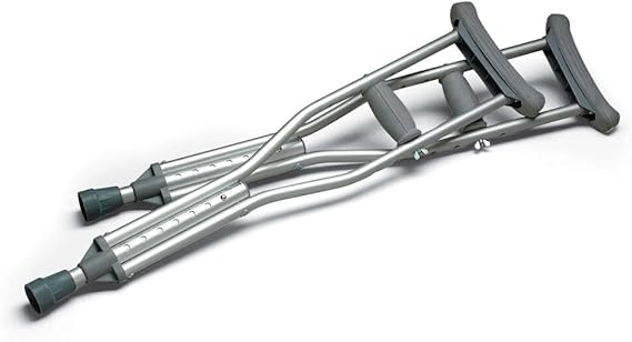 MediChoice Crutches, Aluminum, Adjustable, 5 Feet 2 Inches to 5 Feet 10 Inches, 300 Pound Capacity (1 Pair)