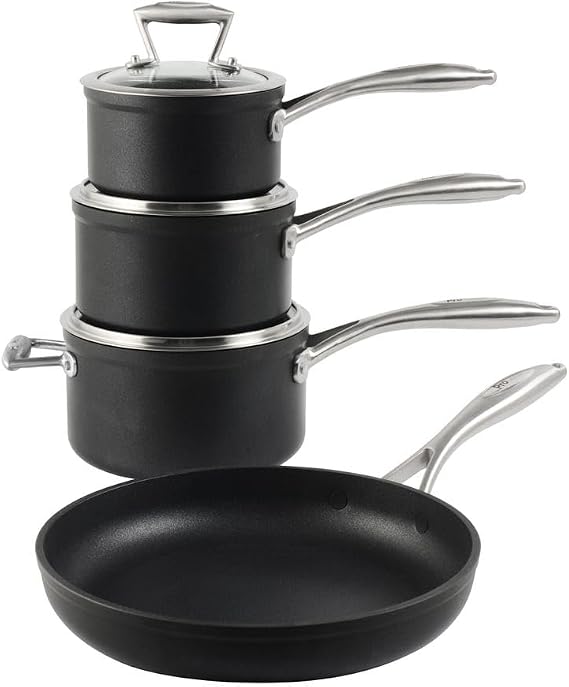 ProCook Elite Forged Cookware Set - 4 Piece, 16/18/20/26 cm, Durable Non Stick Pots - Black, Induction Compatible Cooking Pans