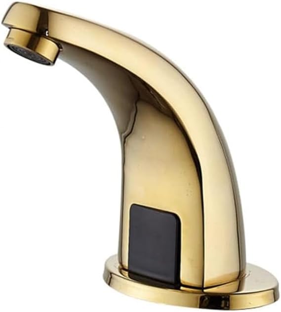 Sensor Mixer Taps Gold Automatic Basin Mixer Taps Copper Bathroom Sink Taps for Bathroom-Hot and Cold Water