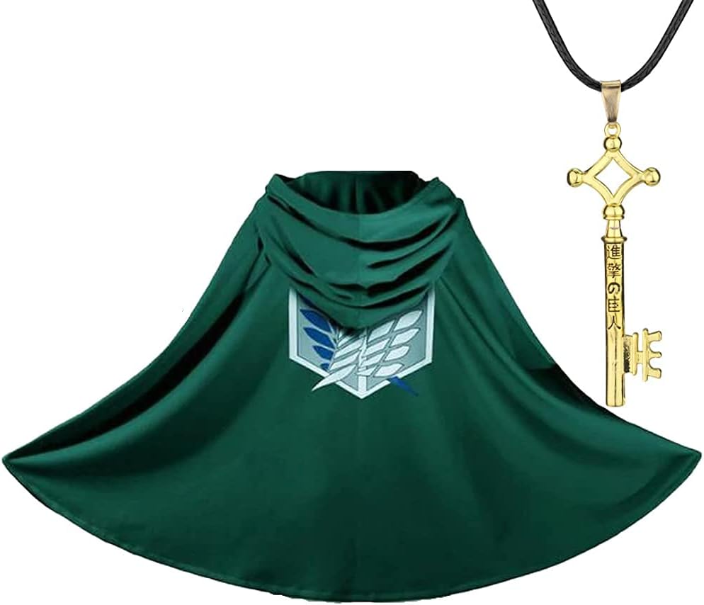 Unisex Anime Cosplay Cloak Halloween Cosplay Shingeki No Kyojin Costume CapeGreen,key