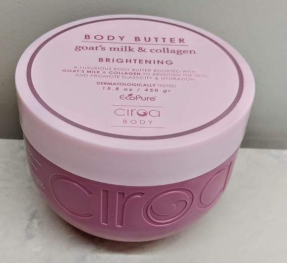 Ciroa, BODY BUTTER, Goat's Milk & Collagen, Dermatologically Tested, 15.8 oz (450gr) Pack of One
