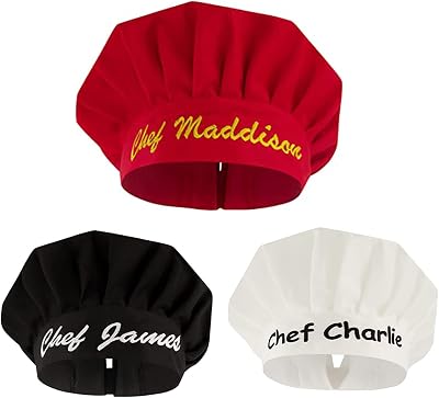 Personalized Passion Chef Hats for Men and Women - Custom Chefs Hat with Embroidered Name - Adjustable Adult Cooking Cap