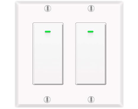 Alexa Light Switch, Double Smart WiFi Light Switches, Smart Switch 2 Gang Compatible with Alexa and Google Home, Neutral Wire Needed, with Remote Control, Timing Schedule, No hub Required (2Pack)