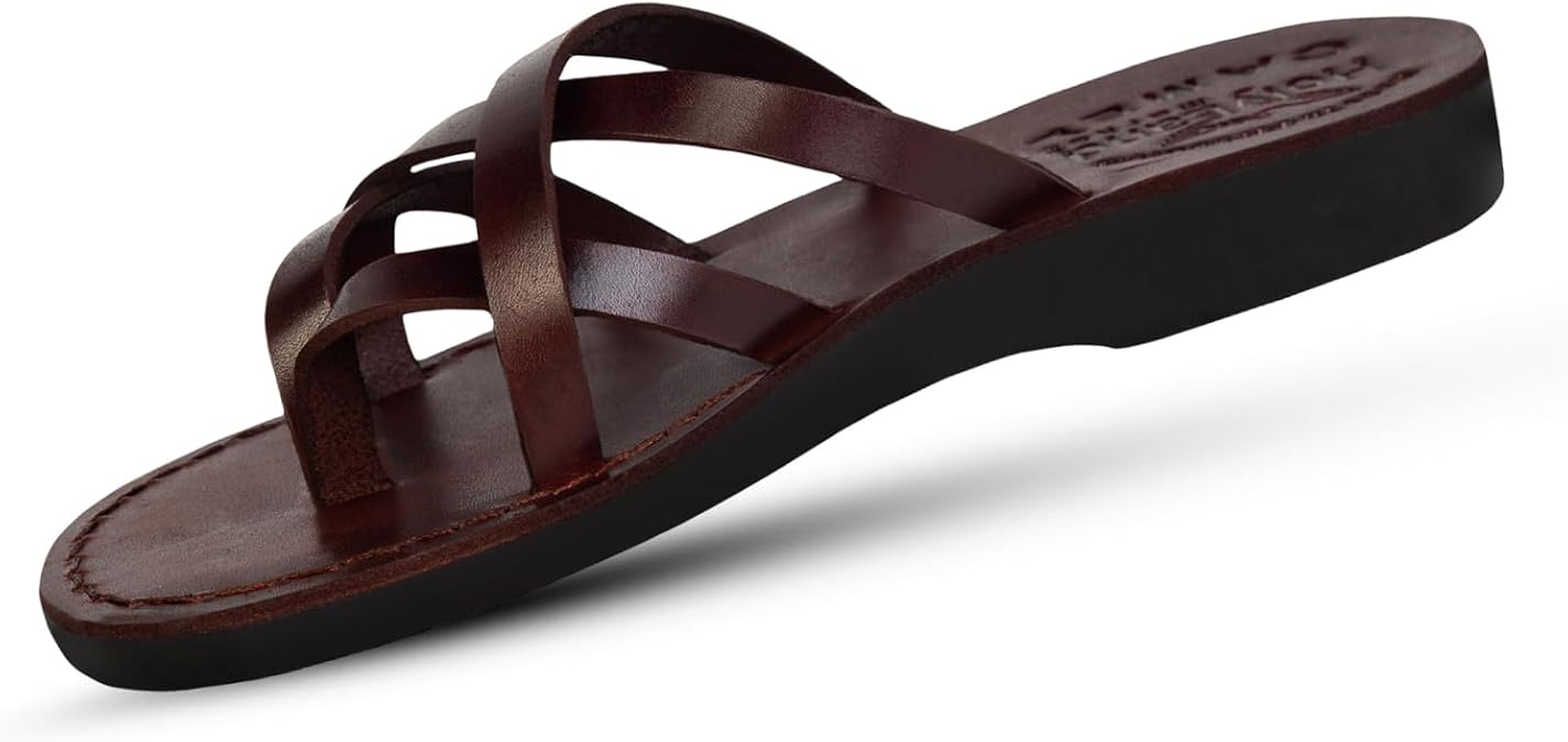 Holy Land Market Men/Women Biblical Jesus Leather Sandals/Slides From Jerusalem (Jersualem Style I)