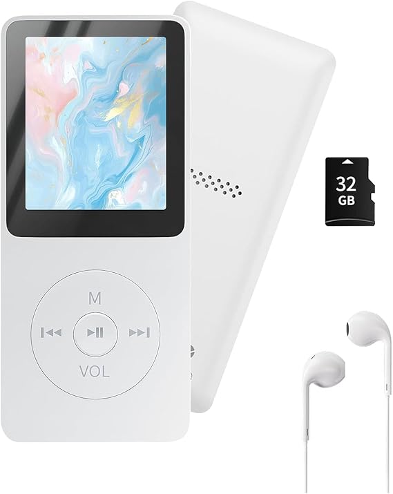 New Model, Ultra Lightweight 0.9 oz 26 g Music Player, MP3 Player, High Cost Performance, SD Card Included, 128 GB Expandable Built-in Speaker & Wired/Wireless HIFI Sound Quality, Large Screen
