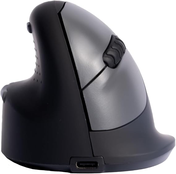 R-Go HE Ergonomic Mouse for Left Hand, Bluetooth 5.0, Silent Click, Vertical Design, with Break Software, Anti Carpal Tunnel, Rechargeable Wireless Mouse, for Windows/Mac, Customisable Buttons, Black