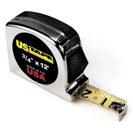 Tape Measure, 3/4 in x 12 ft, Chrome, Ft/in