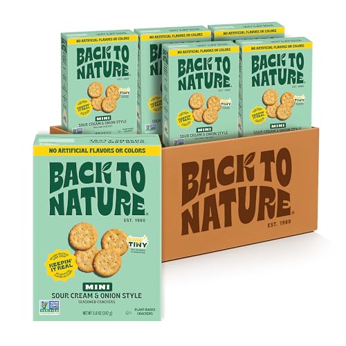 NEW Back to Nature Sour Cream & Onion Style Mini Seasoned Crackers, Non-GMO, Plant-Based Snack Cracker, Snack Happy, 5 oz Box Pack of 6