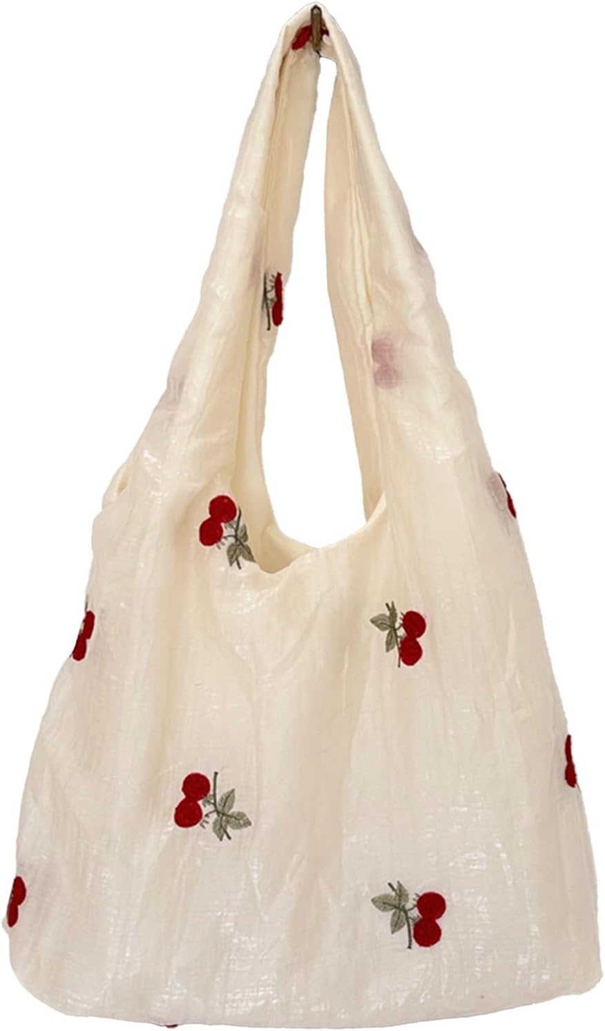 Cherry Bag - Aesthetic Cherry Gifts for Women, Coquette Y2K Bag, Preppy Summer Tote, Coquette Aesthetic Bags, Tulle Embroidered Tote Bags, Shoulder Hippie Handbags for Beach Travel Shopping