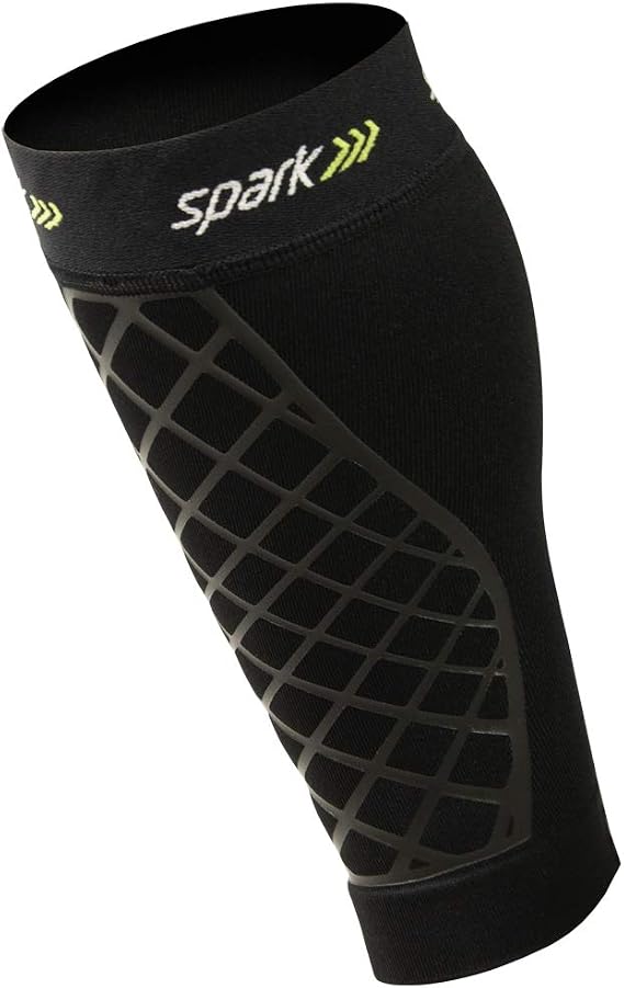 Spark Brownmed Kinetic Calf - Compression Calf Sleeve with Embedded Kinesiology Tape - Calf Brace for Running, Shin Splints & Cycling - Leg Compression Sleeve for Men & Women - Large