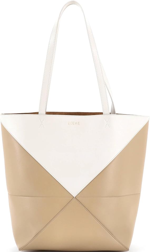 Pre-Loved Puzzle Fold Tote Leather Medium, Neutral