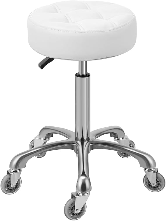 Kaleurrier Rolling Stools with Adjustable Height: Swivel Stool with Wheels