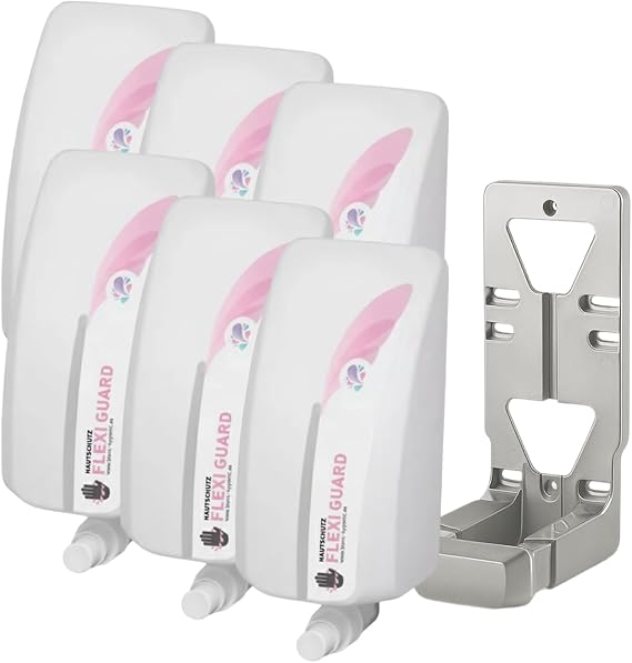 Set: Skin Spray Lotion 6 x 1 Litre 12000 Uses + 2x Lavela Dispenser – product set 2 Wandspender 6 × 1 Liter Flexi Guard bis zu 12.000 Anwendungen silikonfrei