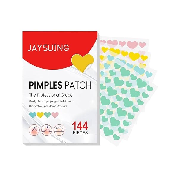 Pimples Patch- Acne Patch The Professional Grade, 144 Pieces of Heart shape, Gently Absorbs Pimple Gunk in 4-7 Hours, Hydrocolloid, Non-Drying, 100% Safe Breakouts Spot Treatment for Skin Care