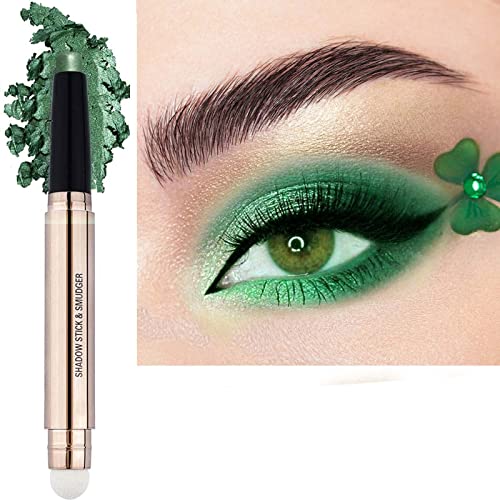 Bright Green Eyeshadow Stick, Cream Smooth Shimmer Eyeshadow Pencil Makeup, Hypoallergenic Waterproof Long Lasting Multi-Dimensional Eye Shadow Highlighter Stick Eye Liner PenBright Green #15
