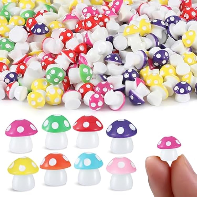 Tiny Mushrooms Mini Figurines Miniature Cute Colorful Mushroom Figurines Indoor Outdoor Mushroom Statue Decor Mushroom Decoration for Garden Landscape Bonsai Craft Ornament 160PCS