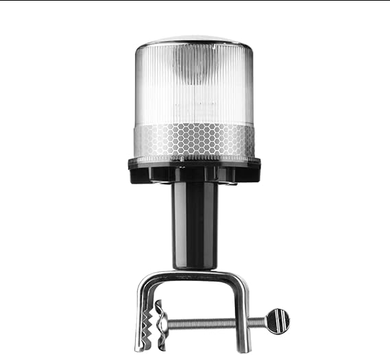 Solar Strobe Warning Light 360 Degree - Super Bright Waterproof IP48 for Construction Traffic Dock Marine Wireless - Constant On or Flashing (WHITE)
