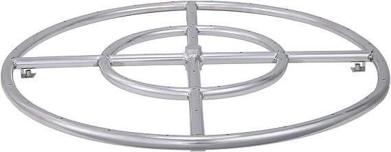 Fire Pit Pan, VEVOR 24 inch Round Drop-in Stainless Steel Fire Pit Burner, Natural & Propane Gas Fire Pan 92,000 BTU, for Indoor or Outdoor Use