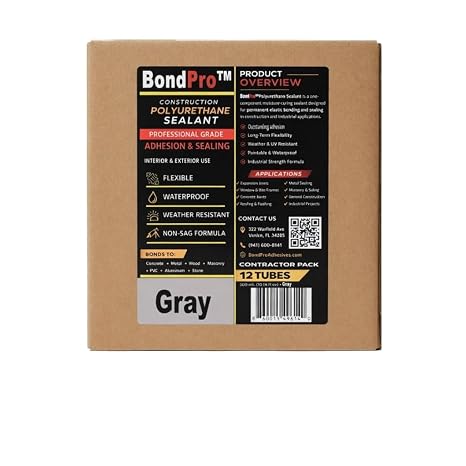 12 Pack Construction Polyurethane Sealant 10.14 fl oz 300ml - Gray