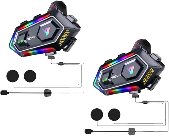 2 ADET Y20 MAX Telsiz Özellikli 5.3 Motosiklet Kask Kulaklık Intercom RGB Motorsiklet Interkom
