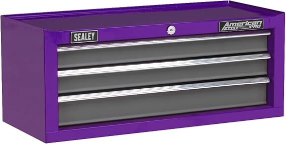 Sealey American PRO® 3 Drawer Mid-Box Tool Chest with Ball-Bearing Slides - Purple/Grey - AP22309BBCP