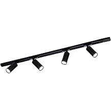 Ledvion - Track Lighting, 1m, 1-Phase, Without GU10 Light Source, Black, 4 Spotlights, Ceiling Lights, gu10 led Bulbs, Kitchen Lights Ceiling, Extendable & Flexible