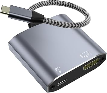 USB C to HDMI Adapter, 4K USB Type-C to HDMI Adapter with PD Charging [Thunderbolt 4/3Compatible] Compatible for iPhone 15/15Pro/15ProMax, MacBook Air/Pro, Dell XPS, Chromebook, Android Phones (Grey)