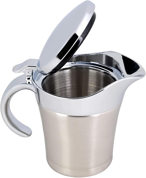 304 Stainless Steel Thermal Insulated Double Wall Sauce Gravy Boat Serveware Beverage Serveware Kitchen Pot Serving Jug