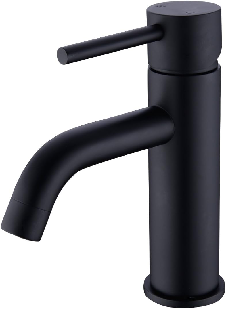 TRUSTMI Brass Single Lever Single Hole Bathroom Basin Sink Mixer Tap, Matte Black