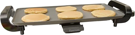 Kenmore Electric Griddle NonStick 1500W Adjustable Temperature 10"x18" Easy to Clean Large Cooking Surface Ideal for Pancakes Grilled Cheese Breakfast and Family Meals