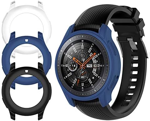 Case Fit Samsung Galaxy Watch (46mm) /Gear S3 Frontier Protector Case, 3Pcs Soft TPU Shock-Proof Protective Bumper Sleeve Cover Case for Galaxy Watch (46mm) /Gear S3 Frontier (Black Blue White)