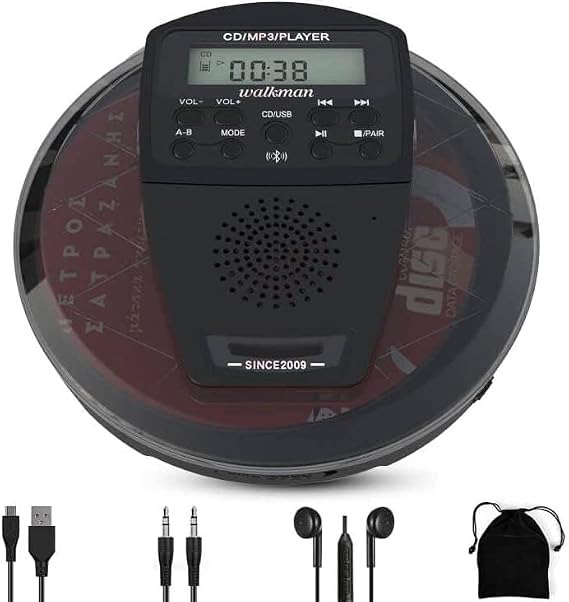 CD Player Portable with Bluetooth,Desktop Vertical CD Players for Home with LCD Screen Display Built in HiFi Speakers Support Timed Music ON/Off CD Bluetooth FM USB SD