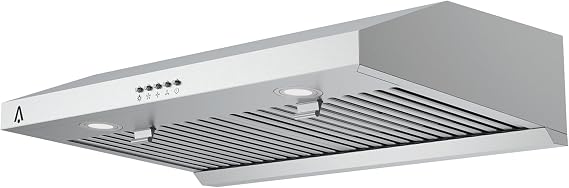 Range Hood 30 inch, 400 CFM Under Cabinet Range Hood with Strong Suction, Stainless Steel Kitchen Hood with 3-Speed Exhaust Fan and Two Bright LED Lights