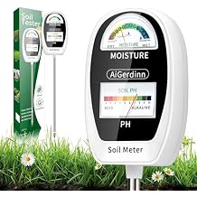 Soil Test Kit, 2-in-1 Soil Moisture Meter, Soil pH Meter -Dual Dial-Simultaneously-Display Results-Soil pH Tester, Moisture Meter for Garden,Lawn,Farm Indoor&Outdoor Plants-PureWhite